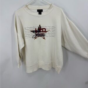 "LTD Jeans vintage cotton cream crewneck fleece lined patriotic  sweatshirt M